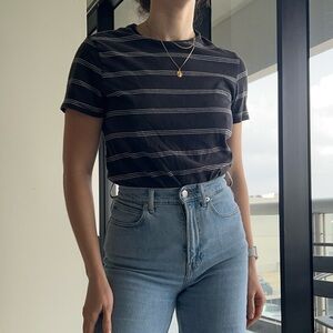 Black Striped Cotton Tee